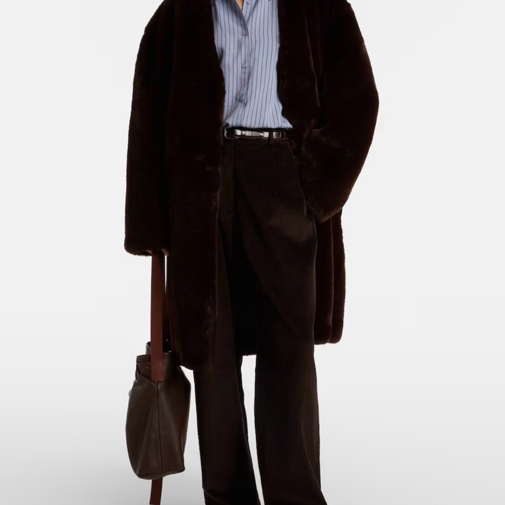 The Frankie Shop Rich Chocolate Faux Fur Matera Coat